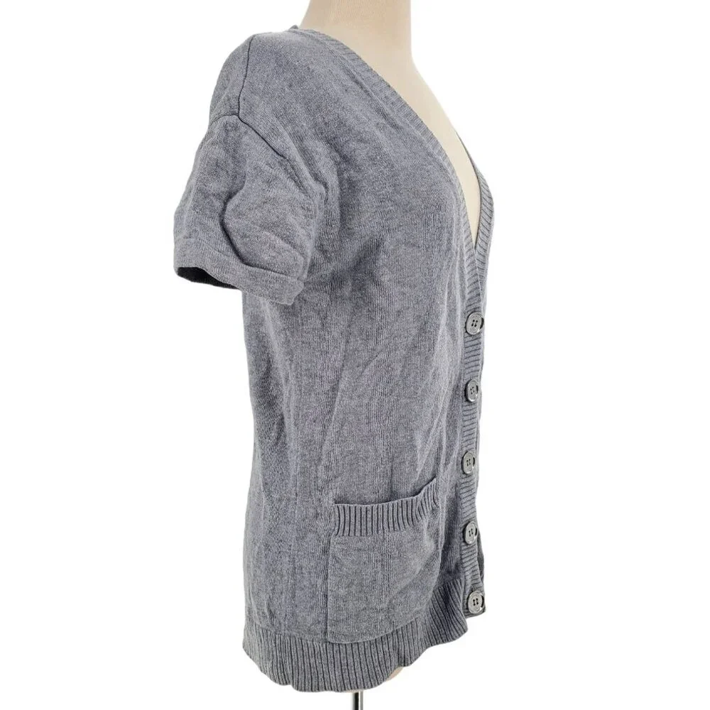 Michael Kors Med Cardigan Button Sweater Oversized Patch Pocket Lambswool Cotton